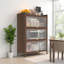 Armoire de 44 po de hauteur à 3 portes basculantes en métal, avec amplement d'espace de rangement pour la chambre à coucher, le bureau, le salon, le couloir et le vestibule (noyer)-67723746