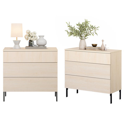 Ensemble de table de chevet en bois rustique moderne minimaliste Union de 2,31,5 po avec 3 tiroirs Union