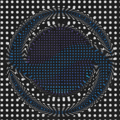Tapis noir / bleu à pois