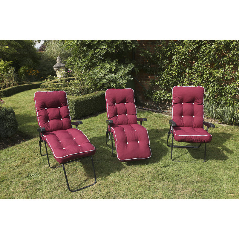 Leni Folding Recliner Chair, Bordeaux, Grey