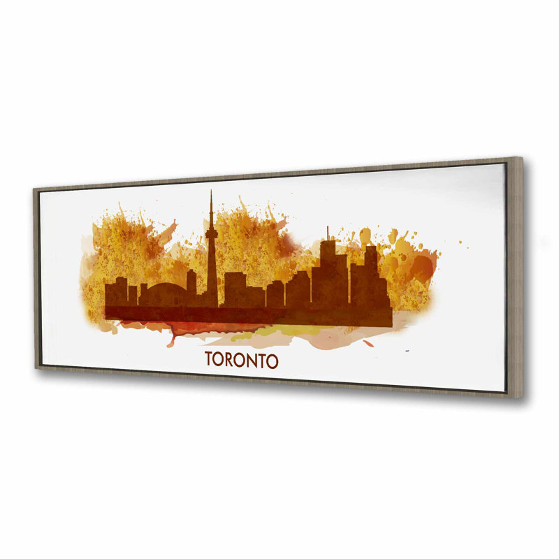 Toile éclaboussée Toronto | Art encadré, H 17,25 po x l 49,25 po, Brun