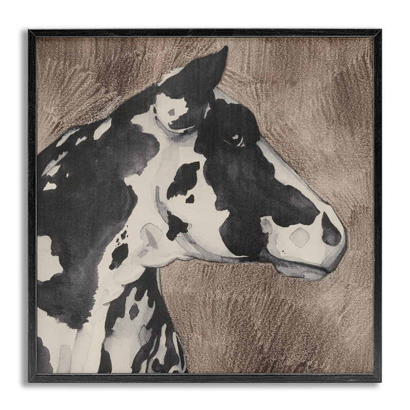 Vache rustique regardant à droite, estampe numérique par Grace Popp, H 24 po x l 24 po, Estampe numérique Farmhouse