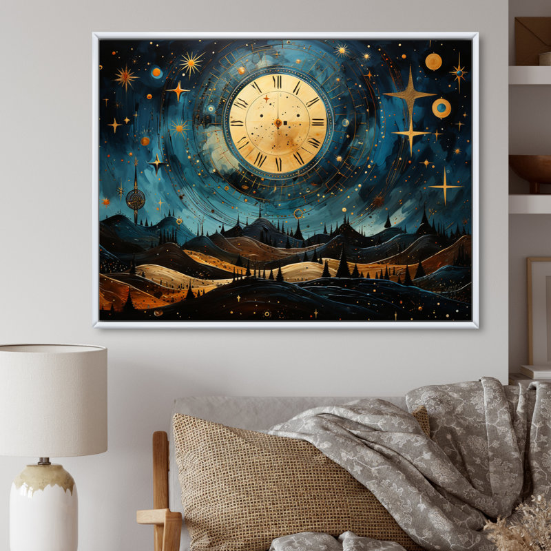 Astrologie étoilée de l'oracle, reproduction encadrée sur toile, H 34 po x l 44 po x P 1,5 po, Cadre flottant blanc