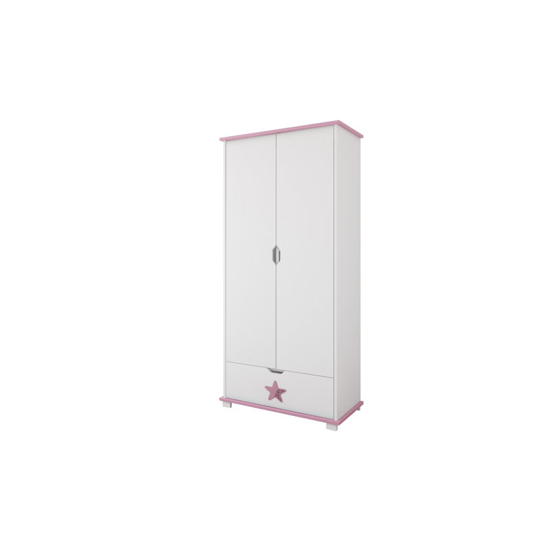 Epperson 2 Door Wardrobe, White/Pink