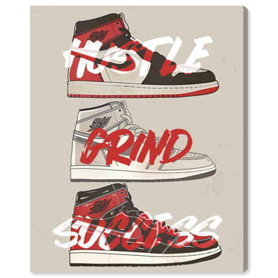 «Hustle Grind Success Sneakers», toile tendance par Art Remedy