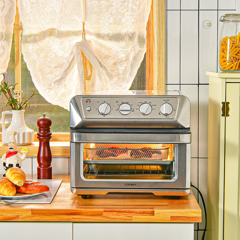 Silver 21.5QT 1800W Air Fryer Toaster Oven with Recipe Book