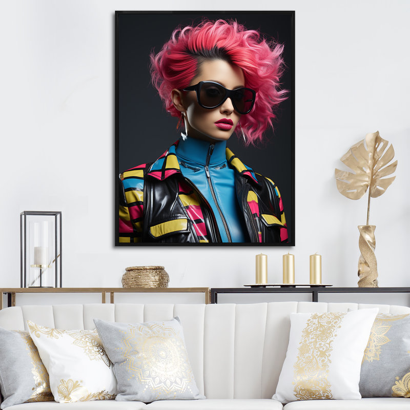 Avant-garde glamour et pop art avec Mohawk III, Cadre flottant noir, H 20 po x l 12 po x P 1 po