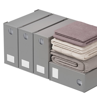 4 Pack Bed Sheet Organizers and Storage, Foldable Linen Closet Organizer with Window for Queen and King Size Bedding