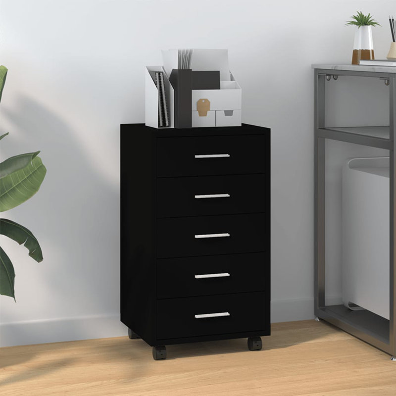 Armoire à tiroirs vidaXL Bois d'ingénierie, aluminium moyen, Noir