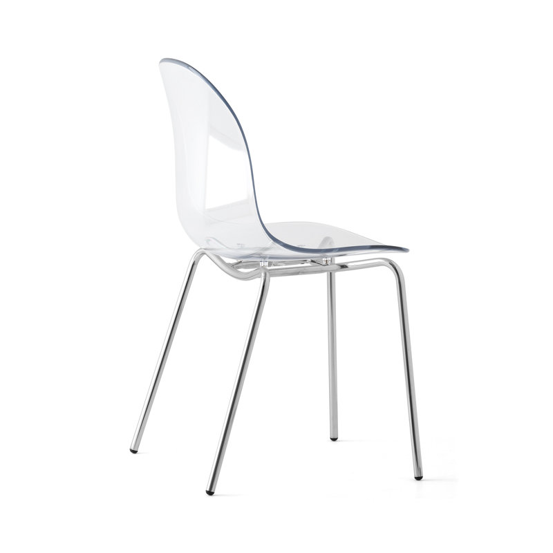 Academy Armless Chair with Metal Frame, Transparent/Chrome