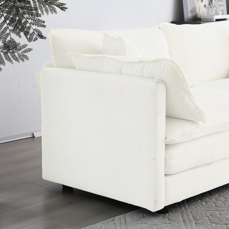 Canapé modulaire surdimensionné avec revêtement en chenille - Spacieux revêtement modulaire, Blanc