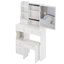 Petit meuble-lavabo de 29,2 po avec tabouret de bureau et tabouret rembourré, très grand miroir coulissant à droite, rangement multi-couches à grande capacité, commode pratique et pratique, convient aux petits espaces-2016588000