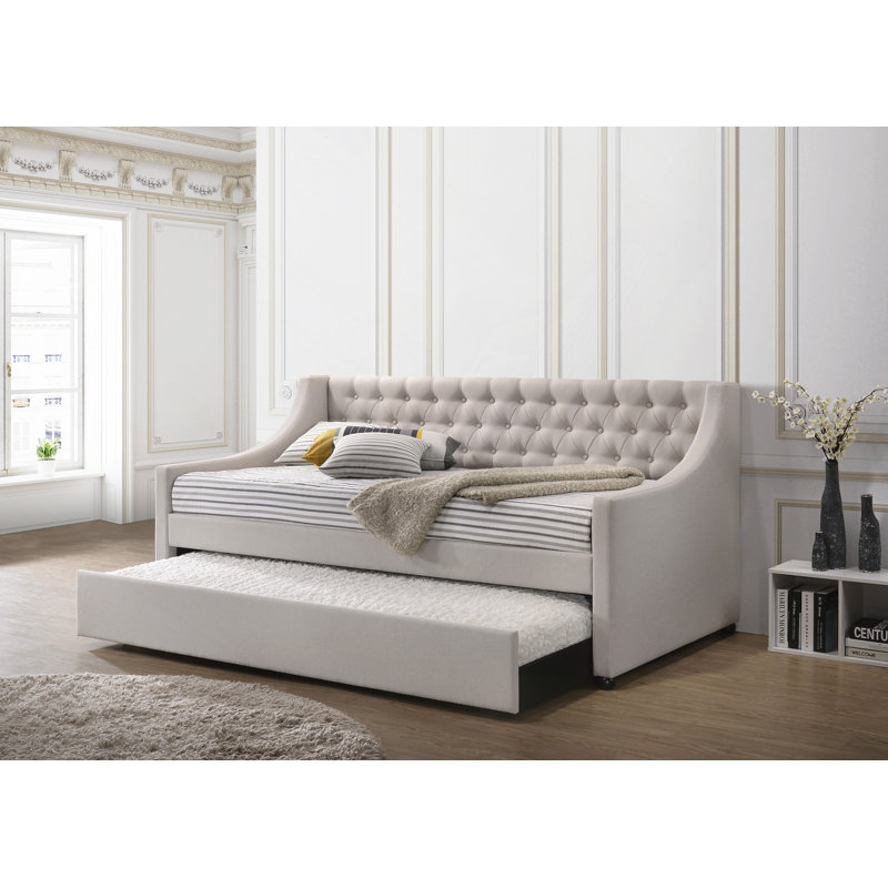 Lianna Fog Fabric Daybed W/Trundle