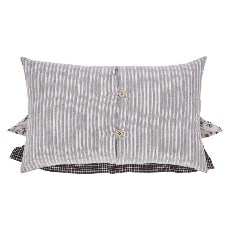 Florette 14x22 Brown Cotton Patchwork Ruffled Pillow