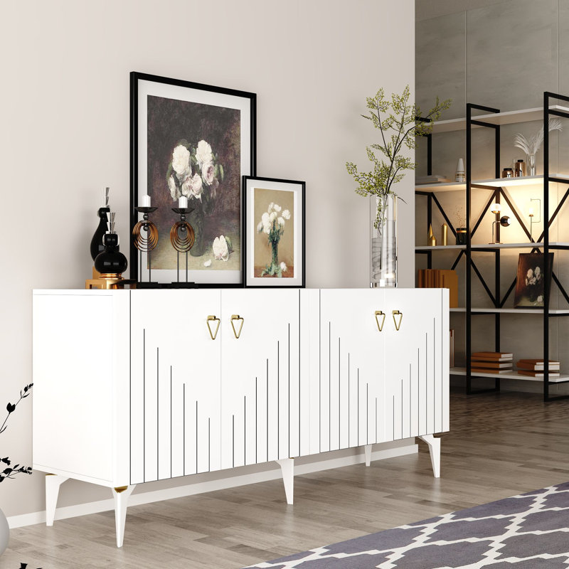 Console Estes, Blanc / Doré