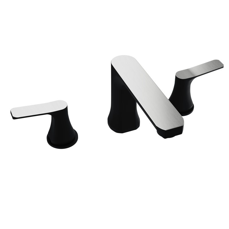 Widespread 2-handle Bathroom Faucet with Drain Assembly, Matte Black/Brushed Nickel