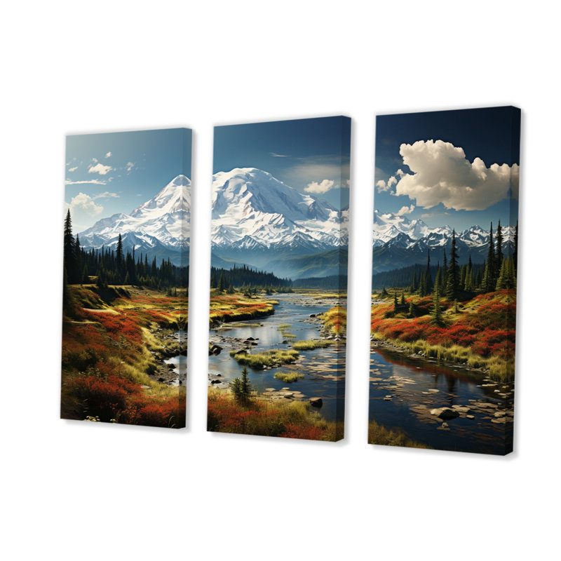 3 pièces du Mont Rainier, États-Unis, H 32 po x l 48 po x P 1 po