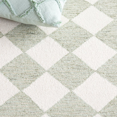 Ebony Hand Tufted Wool Pile Checkered Rug