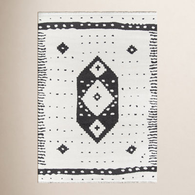 Metro Ivory Black Geometric Rug