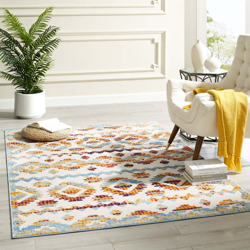 Modway Reflect Contemporary Abstract Diamond Indoor and Outdoor Area Rug, Rectangle 8' x 10'