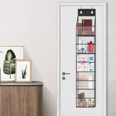 5-shelf Over The Door Pantry Organizer With Clear Pockets, Heavy Duty Hanging Storage For Closet, Bedroom, Bathroom, And Nursery (black