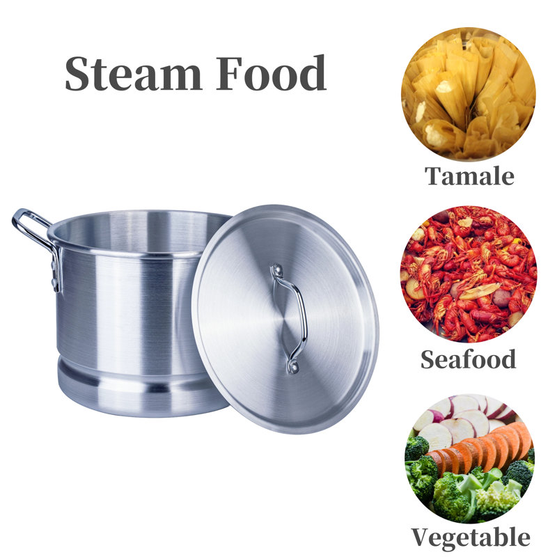 32 Quart Aluminum Tamale Steamer Pot with Lid