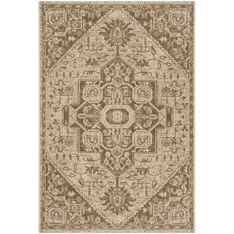 Klaus Hooked Beige Indoor/Outdoor Rug, Rectangle 122 x 183 cm