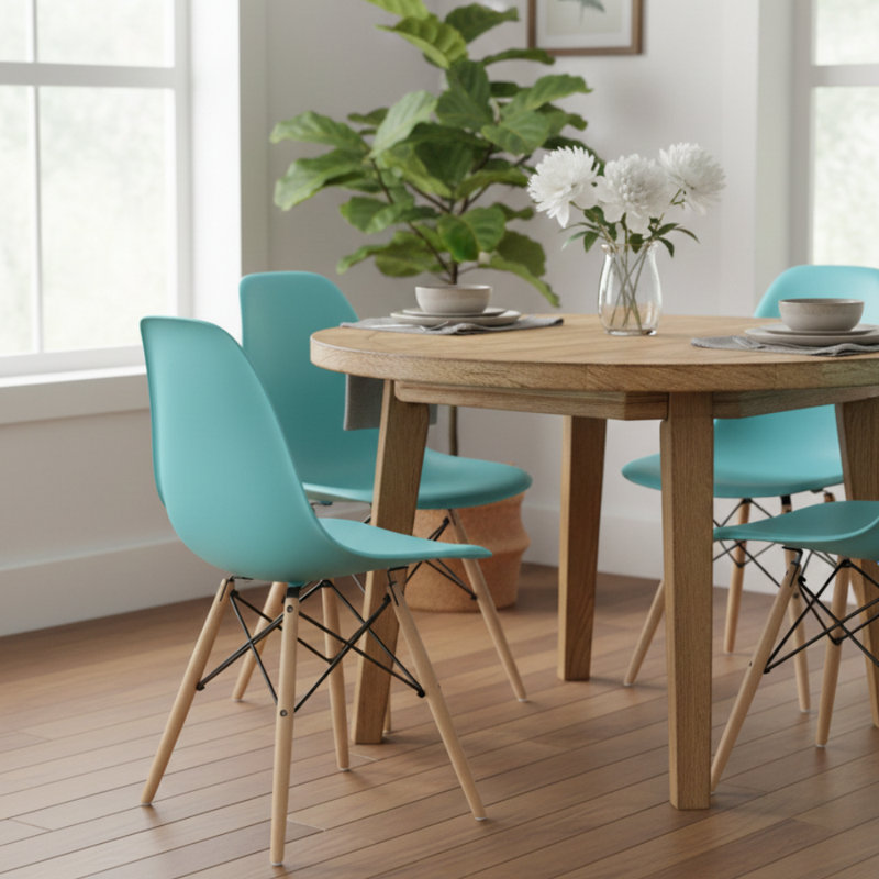 Neveyah Plastic Dining Chair, Ocean Blue