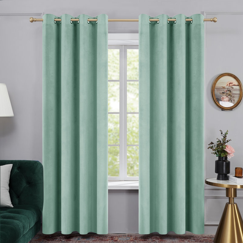 Zmari Blackout Curtain Pair, 52" W x 63" L, Light Green
