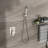 Brushed Nickel Dual Shower Head, 16 Inch Square, Ceiling Mounted Head Shower, Mount,-118036810