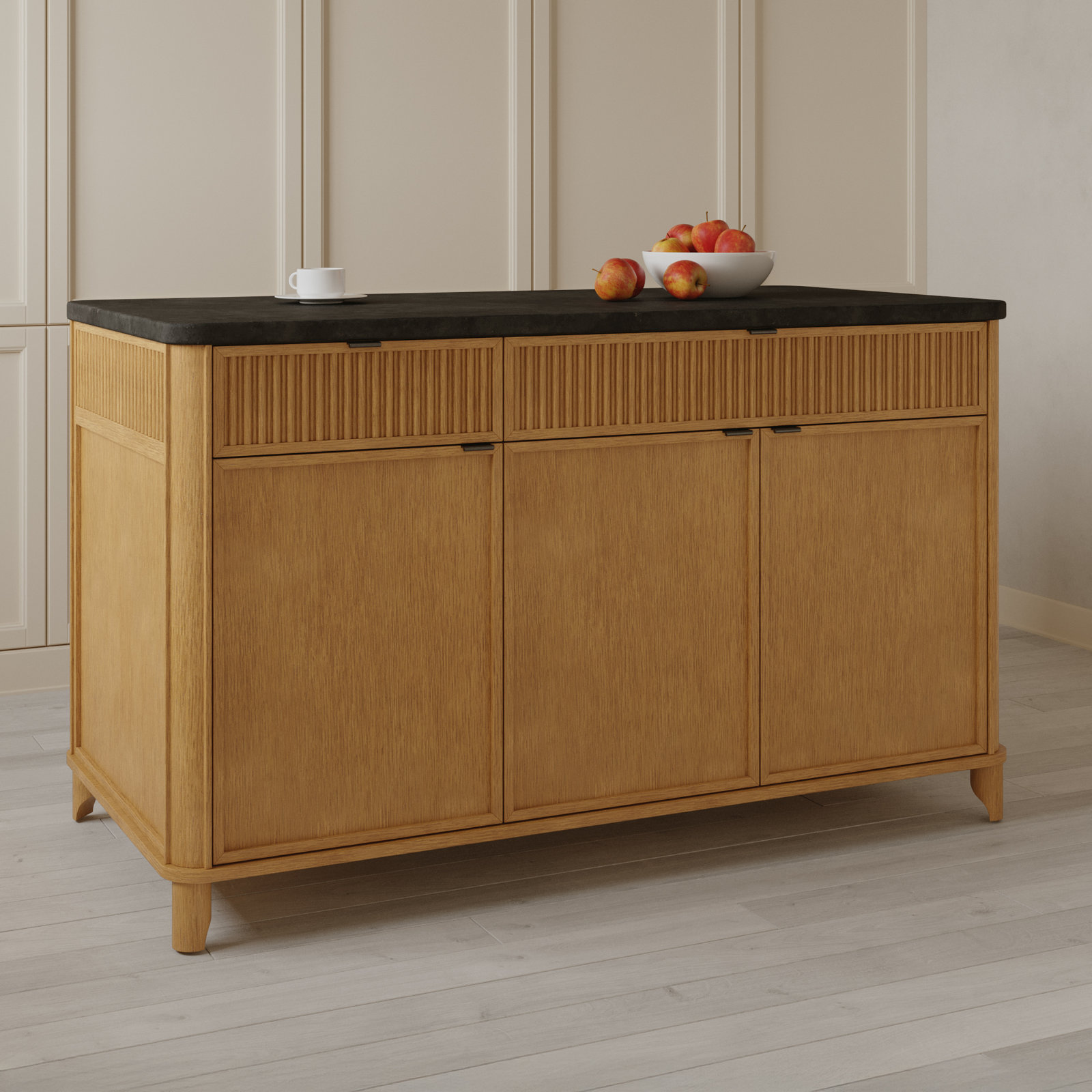 60 " W Kitchen Island, Black Quartz