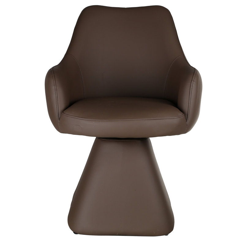 Contemporary Faux Leather Dining/Accent Chair with Swivel - Brown, Brown