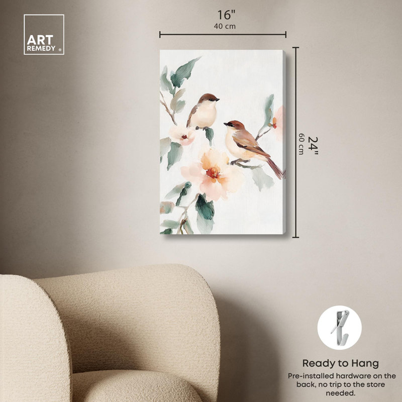 «Two Souls on Branch II», reproduction d'art sur toile par Art Remedy, H 24 po x l 16 po, Toile tendue avec châssis