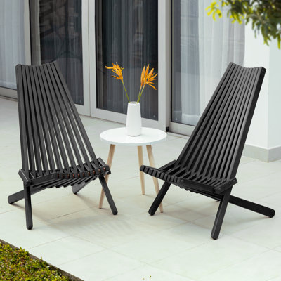 Chaise Adirondack pliante en bois d'eucalyptus Jahzelle résistante aux intempéries sans assemblage