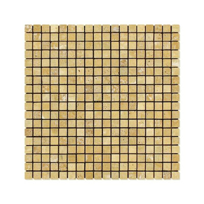 Mosaïque carrée dorée en travertin