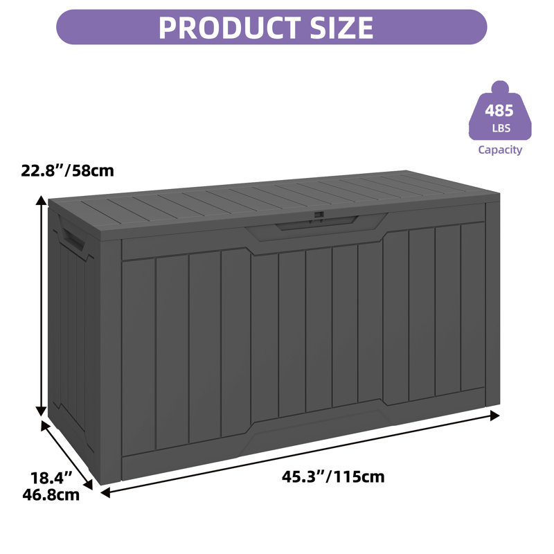 Boîte de rangement verrouillable en résine résistante à l'eau 80 gallons Edrosie Inc, Gris
