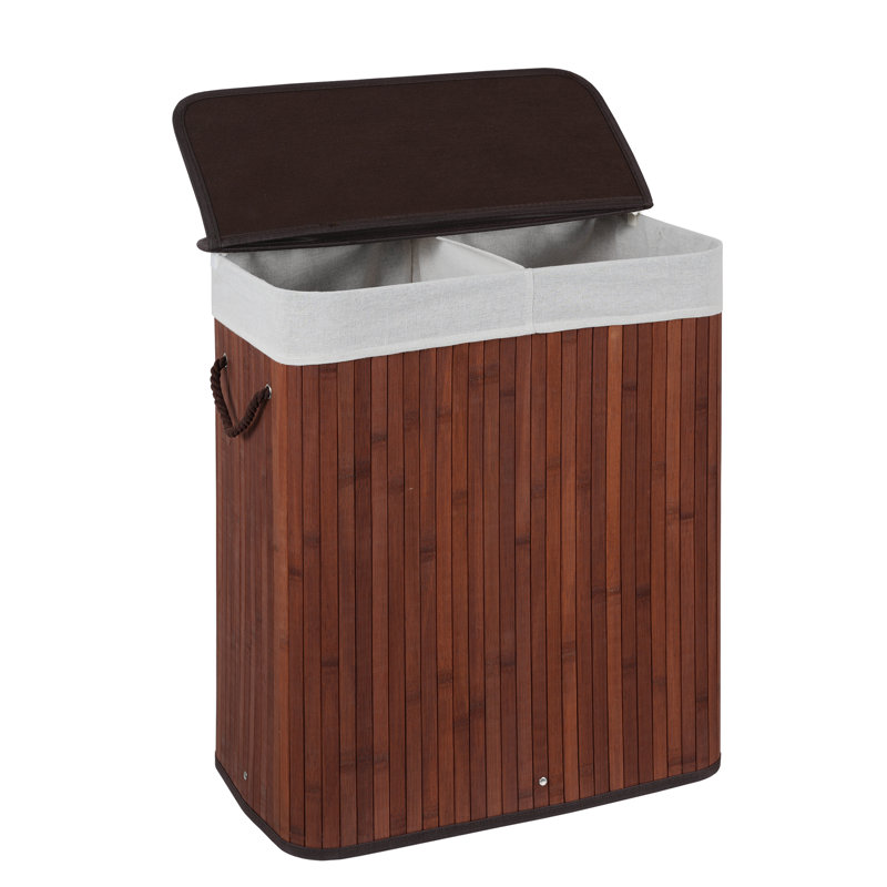 Panier à linge en bambou naturel avec couvercle et poignées, doublure amovible, idéal pour la salle de bain, la chambre à coucher et la salle de lavage