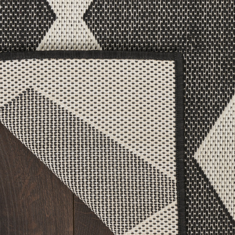 Rectangle Positano Indoor/Outdoor Area Rug, Runner 2'2" x 8', Black