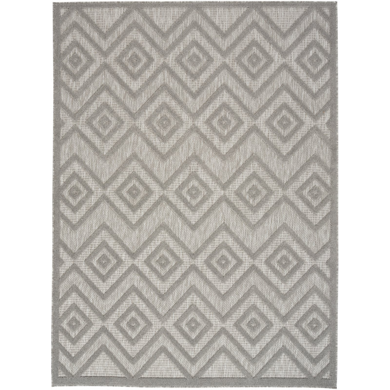 Foundry Select Versatile Diamond Silver Gray Indoor/Outdoor Area Rug, Rectangle 8' x 10'