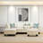 3-Piece L-Shaped Sofa Set with Flip-Up Table & Storage Ottoman, Available in Fabric or Faux Leather-1596569178
