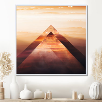 Triangulaire désert montagnes coucher de soleil - paysage abstrait, art mural