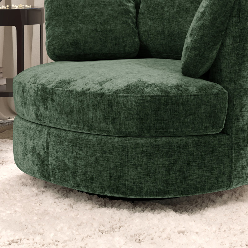 Swivel Accent Chair With Storage Ottoman, Green