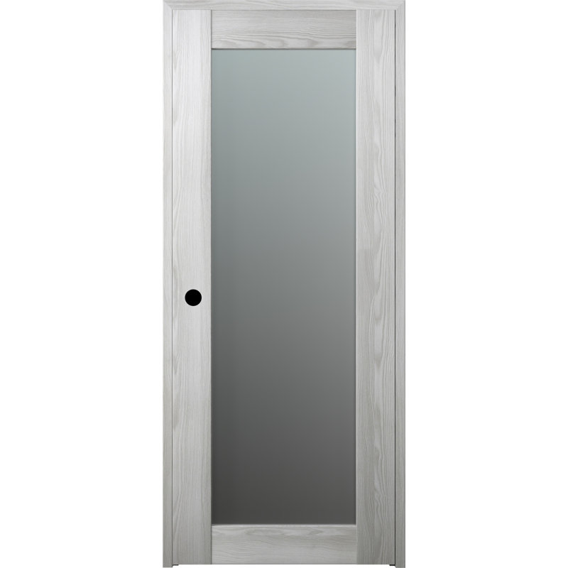 Porte standard préfinie en bois manufacturé et en verre Avon 207, 35,875 po x 95,24 po, Frêne de la loire, Côté droit