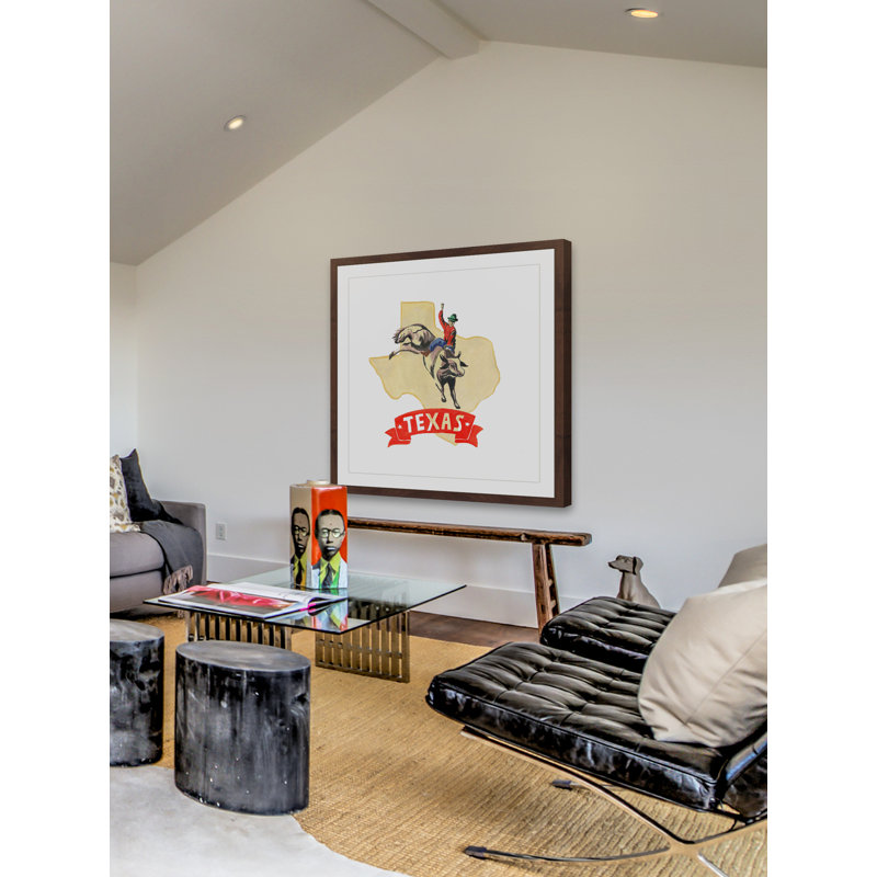 « texas cowboy », reproduction de peinture encadrée, H 18 po x l 18 po x P 1,5 po