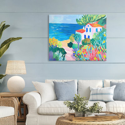 Vibrant House On The Beach Canvas, design by Ramona Murdock