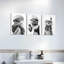 Adorable ensemble de 3 impressions murales sur toile, loutre noir et blanc