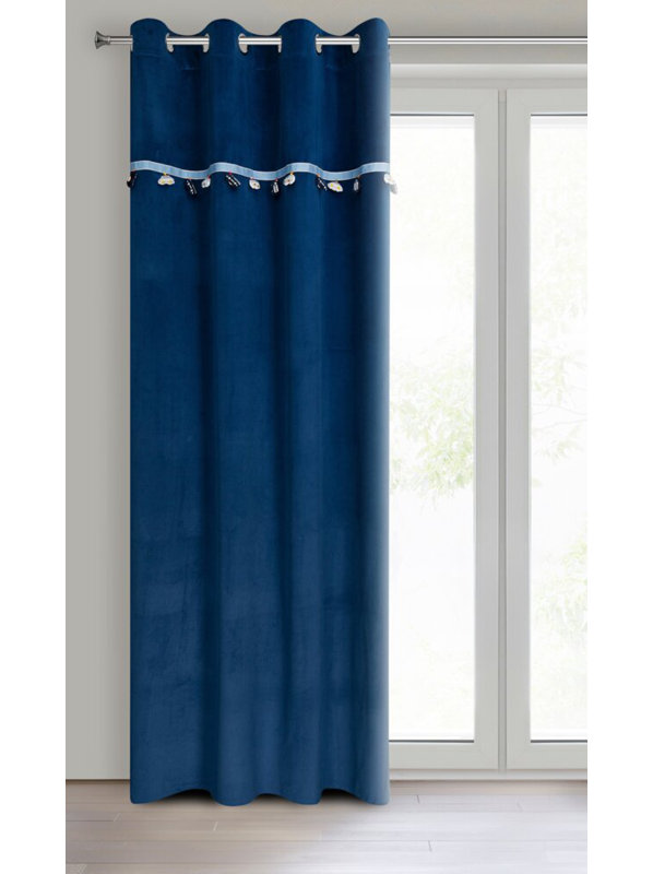 Car Semi Sheer Curtain Single Panel, Dark blue