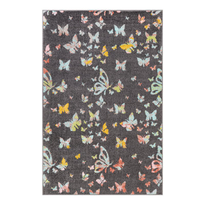 Unique Loom Butterflies Whimsy Kids Rug