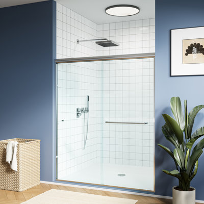 55" - 59" W x 70" H Double Sliding Semi-Frameless Shower Door