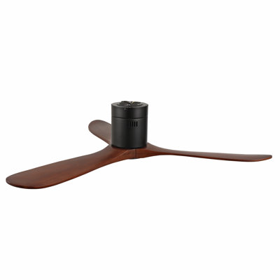 Ventilateur de plafond encastré de 52 pouces avec lumière, télécommande, pales en bois massif, à intensité variable, réversible, fonctionnement silencieux, fonction de mémoire de mise hors tension, conception à profil bas. Convient aux chambres à coucher, aux patios et à l'intérieur